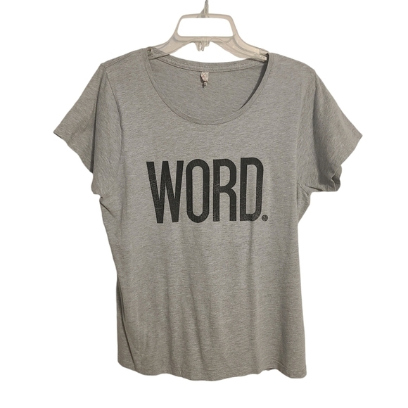 Alstyle Tops - Alstyle | Women's Gray Scoopneck "Word" Short Sleeve Graphic Tee (Size XL)